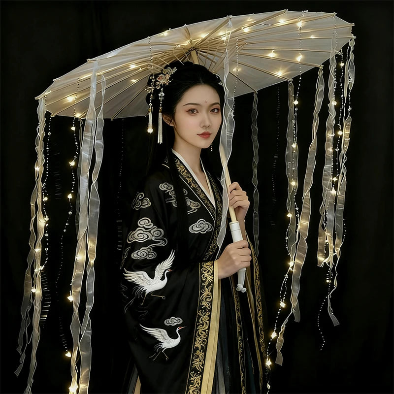 Holiday Party Supplies Luminous White Umbrella Wedding Decorative Props Christmas LED Light Umbrella Glowing For Night Party