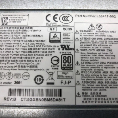 D16-250P1A New For HP ProDesk 400 600 800 G3 G4 Power Supply 250W PCH022 L08417-002 901761-002 High Quality