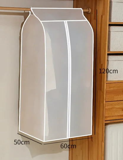 Garment Bags for Hanging Clothes Large Translucent Frosted Garment Rack Cover Bags with Zipper Polyethylene Materia