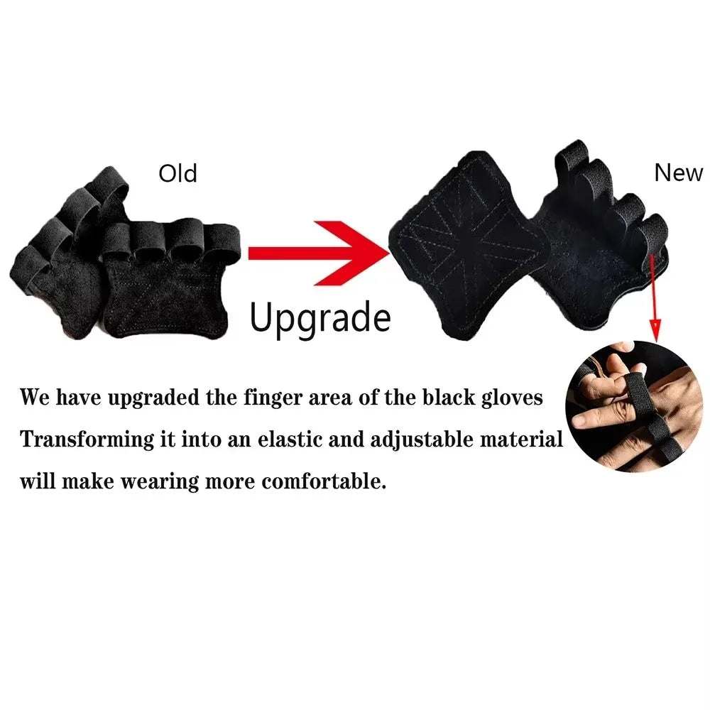 1 Pair Cowhide Bodybuilding Gym Gloves Four-finger Palm Protection Anti-slip Wear-resistant Fitness Sports Training Palm Guard