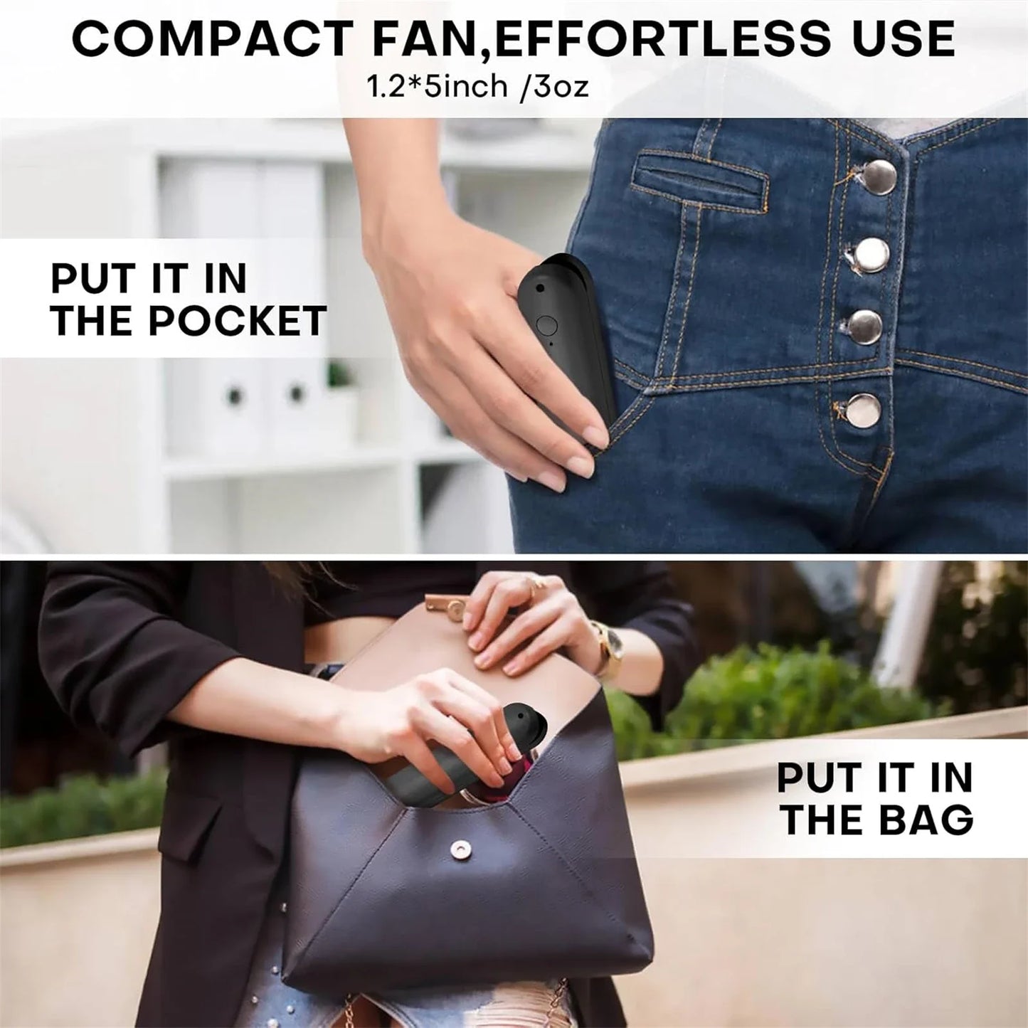Portable Mini Handheld Fan, Small Pocket Fan, USB Rechargeable Personal Fan with Power Bank, Travel Essentials for Women