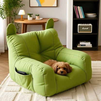Cat Sofa Bed with Cartoon Design, Detachable Washable Pet Bed for Indoor Cats, Support Up To 2.72KG, Cozy Pet Furniture Gifts