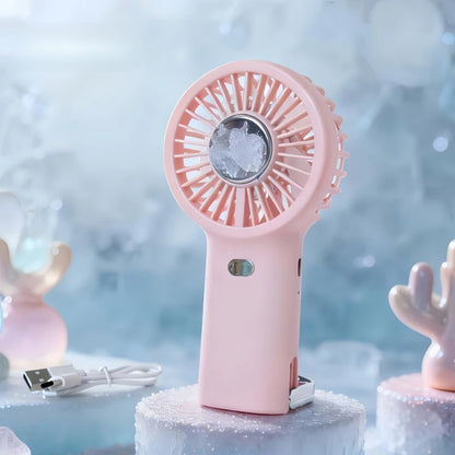 Portable Handheld Fan USB Rechargeable Mini Cooling Fan Digital Display LED Light Personal Fan for Travel Camping Outdoor