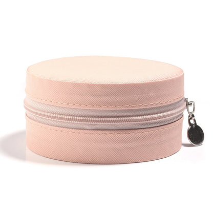 1 Pc PU Leather Jewelry Box Round Jewelry Organizer Case Multicolor Portable Necklace Earrings Rings Display Mini Storage Box