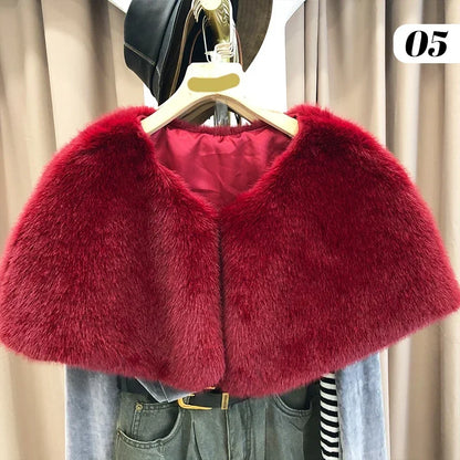 110cm Fur Shawl Wedding Wrap For Formal Dress Cheongsam Married Outerwear Bridal Cape Autumn Winter Jacket Bolero