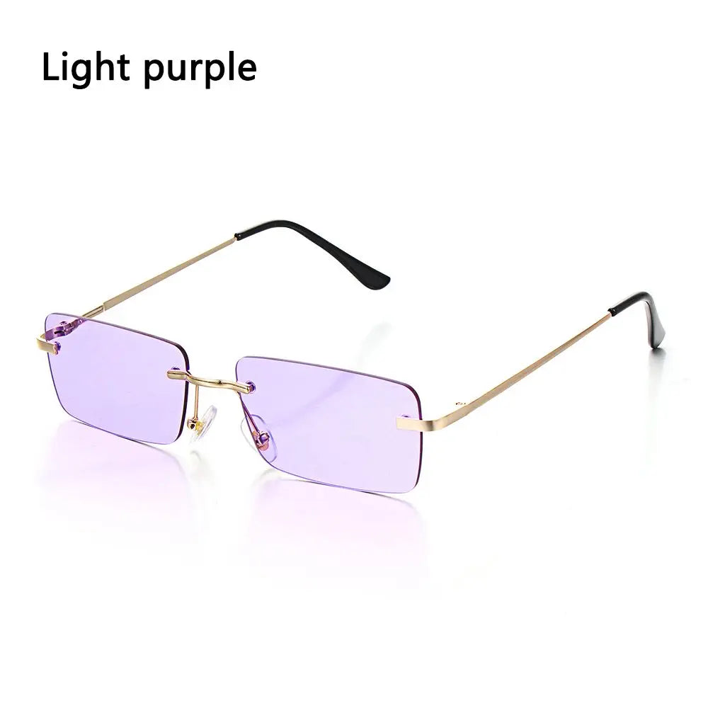 Trendy Punk Sunglasses Rimless Rectangle Sun Glasses for Men Women Fashion UV400 Driving Shades Frameless Gradient Eyewear