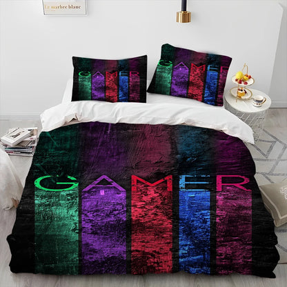 Cartoon Gamer Game Controller Comforter Bedding Set,Duvet Cover Bed Set Quilt Cover Pillowcase,King Queen Size Bedding Set Child