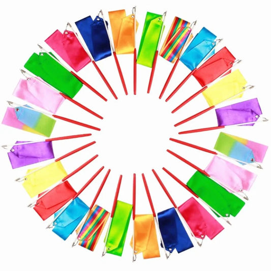 2/4/6m Colorful Gym Ribbons Baton Dance Ribbon Rhythmic Artistic Gymnastics Tape Streamer Twirling Rod Rainbow Stick Training