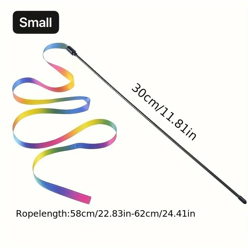 Pet Cat Toys Cute Funny Rainbow Strips Stick Cat Teaser Wand Pet Toys for Cats Interactive Toys Cat Supplies Pet Products