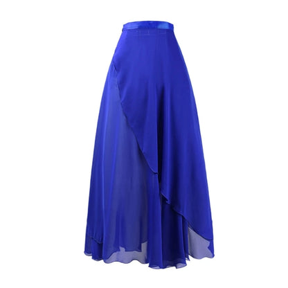 Women Ballet Dance Skirt Asymmetric Long Dance Skirt Wrap Skirt with Tie Waist Skate Over Scarf Skirt Dancewear