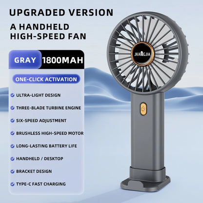 Portable, handheld, rechargeable personal fan, phone stand model, 5-speed powerful cool fan, mini handheld fan.