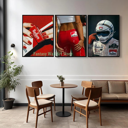 Red Prints Fashion Poster Canvas Painting Red Fashion Wall Art Decor Trendy Aesthetic Poster Hypebeast Racecar Wall Decoration