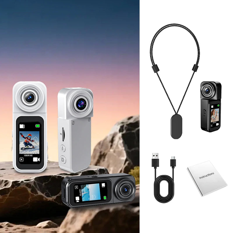 A75 WiFi Action Camera Strong Magnetic POV 2.7K Recording Hands Free 400mAh Mini Camcorders 1.47 inch IPS Touch Screen Camera