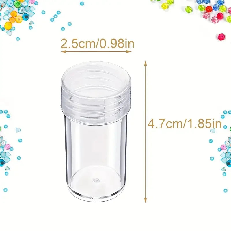 30/12 Transparent Round Bead Storage Bottle with Lid Bead and Handmade Material Storage Can White Mini Container, Lightweight De