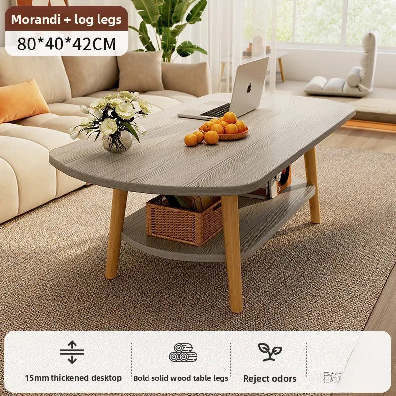 Coffee table living room small apartment multi-functional small tea table Nordic simple homestay double-layer small table