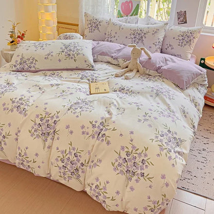4pcs/set Bedding Set Simplicity Style Twin Queen Size Duvet Cover Flat Sheet Pillowcase Kids Adult Comforter Sets Home Textile