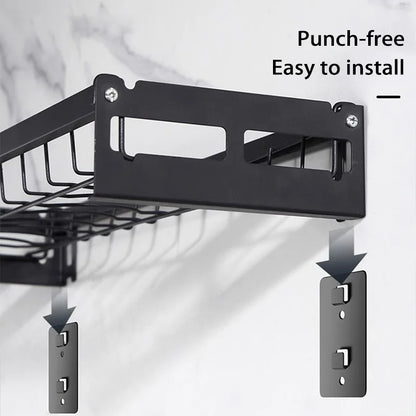 Dish Rack Wall Mounted Modern Kitchen Multifunctional Shelf Bowl Plate Drying Hanging Rack Chopsticks Fork Storage Shelves