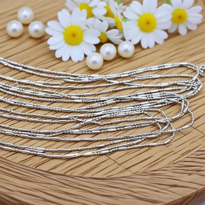 5PCS 16-30 Inches 925 Sterling Silver 1.5MM Bamboo Chain Necklaces for Women Men Wholesale Lobster Clasp Chains Jewelry Gifts