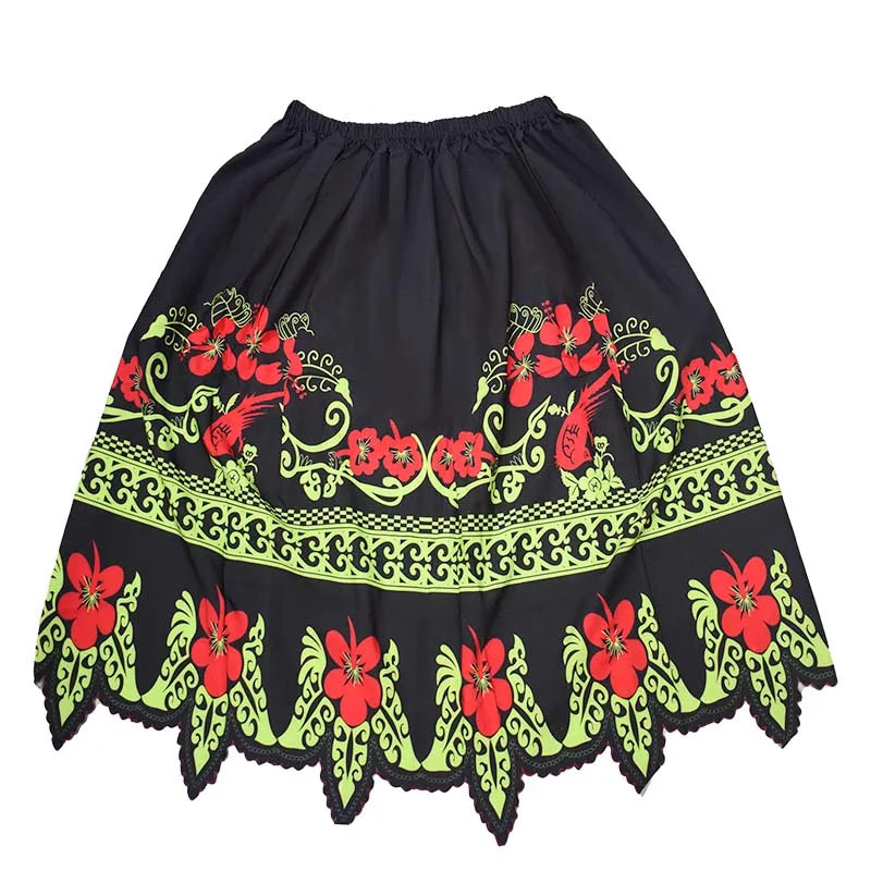 New Tropical Hawaiian Island Flower Pattern Skirt High Waist Printed Skirts Women's Clothing