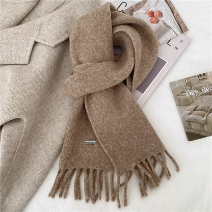 High Quality Korean Chic Hick Warm Women Men Simple Scarf Casual Outdoor Solid Women Wrap Soft Imitation Cashmere Shawl Female