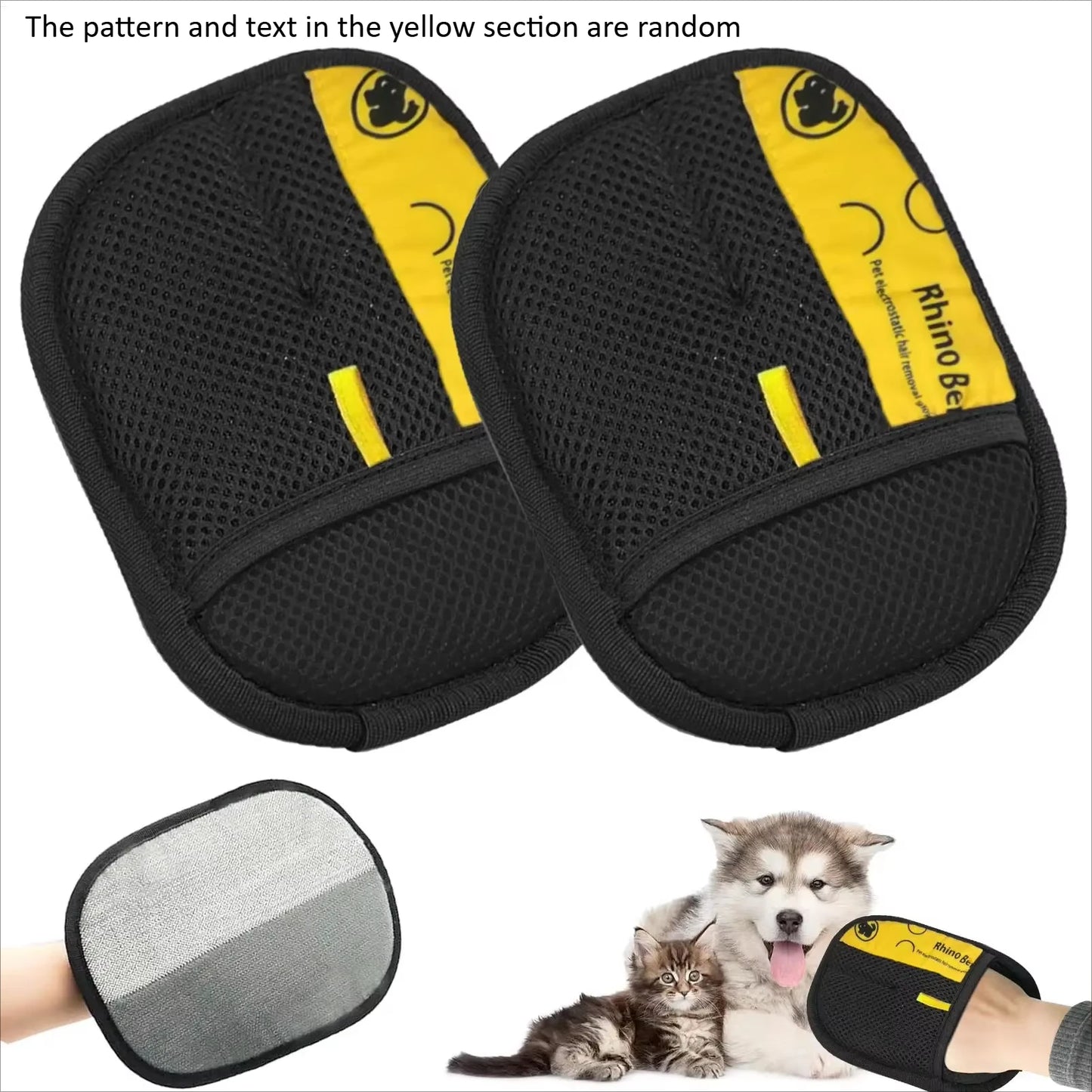 2Pcs Cat Grooming Glove for Brushing & Massage,Pet Hair Remover Gloves - Double-Sided Enjoy Combing, Remove Loose Hair FromPet