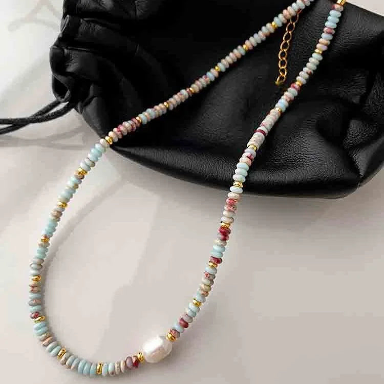 Light Luxury Color Beaded Splicing Necklaces High-end Freshwater Pearl Clavicle Necklace Stacked Design Jewelry Women Wholesale