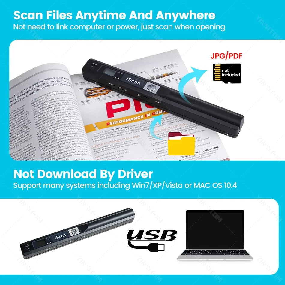 iScan01 Portable A4 Document Reader Scanner 900DPI For Contract Books Office Business Handheld Mobile Scanners JPG PDF Format