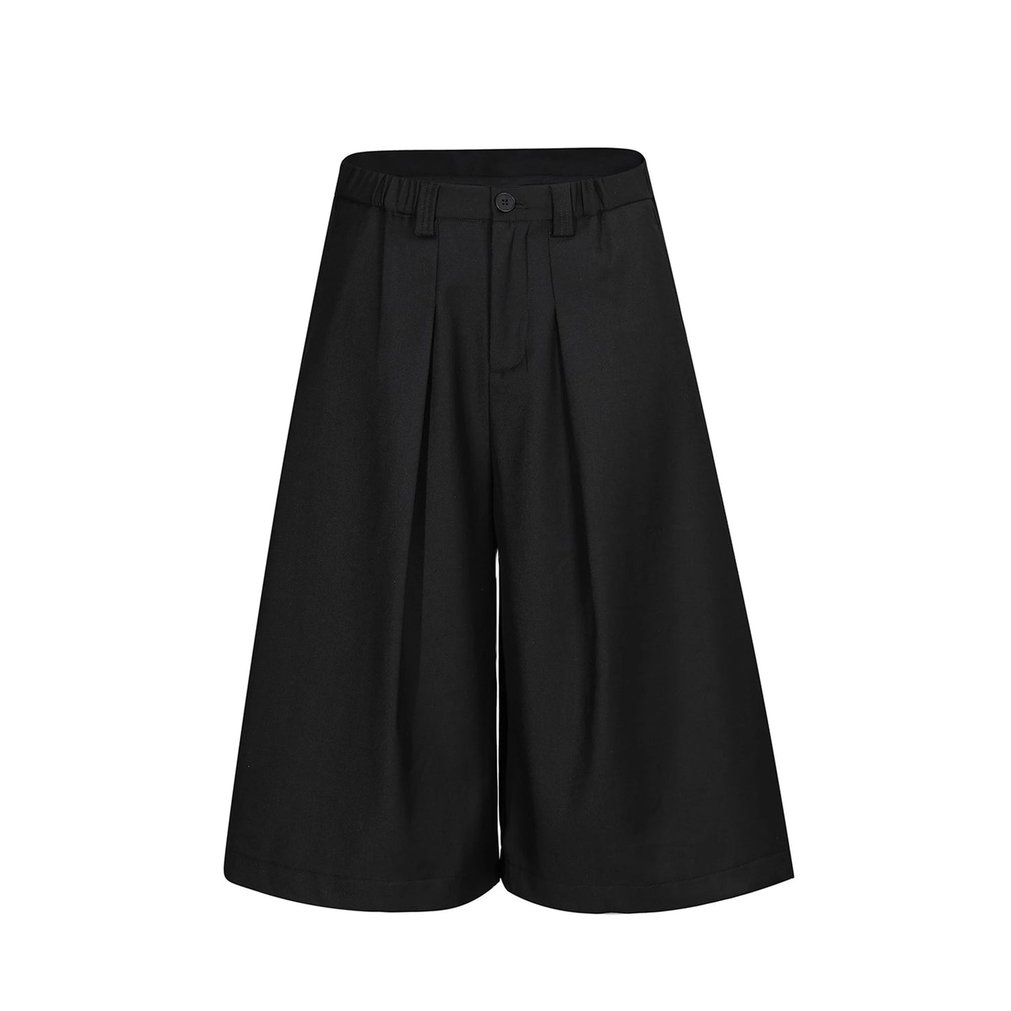 Mauroicardi Spring Summer Baggy Casual Black Grey Wide Leg Shorts for Men Elastic Waist Loose Calf-Length Pants Clothes 2025