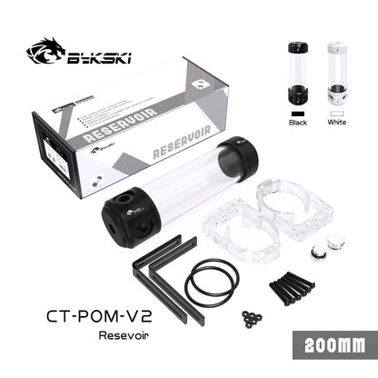 Bykski CT-POM-V2 Acrylic Cylinder Reservoir for PC Cooling Water Tank Black/White 150/200/260MM Computer Components POM