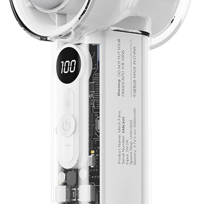 Portable Handheld Fan Transparent 100 Speeds USB Rechargeable 3000mAh Mini Portable Personal Fan for Home Office Travel Picnic