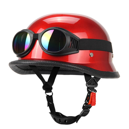 Motorcycle Half Helmet German Leather Vintage Helmet Casco Moto Motorcycle Open Face Helmet Biker Pilot DOT Certification S-XXL