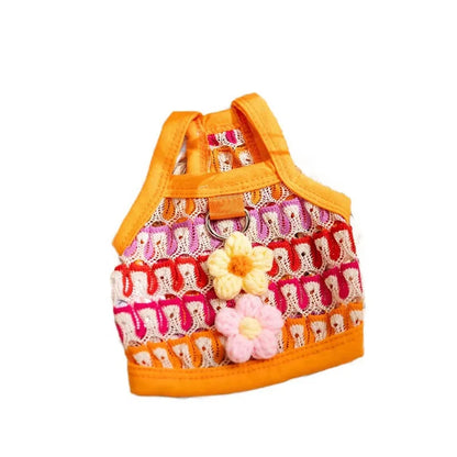 Pet Clothing for Dogs in Spring Including Hollow-out Floral Dresses Dog Collars Cat Vests and Pet Skirts Puppy Clothes