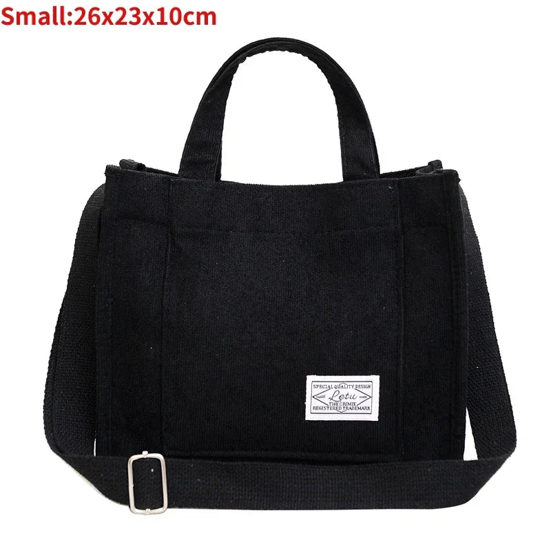Women's Canvas Casual Tote Bag Retro Art Canvas Crossbody Bags for Women Corduroy Zipper Shoulder Handbags Luxury Designer Sac