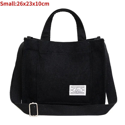 Women's Canvas Casual Tote Bag Retro Art Canvas Crossbody Bags for Women Corduroy Zipper Shoulder Handbags Luxury Designer Sac