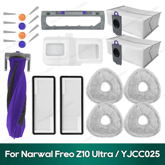 Compatible for Narwal Freo Z10 Ultra / YJCC025 Accessories Roller Brush Hepa Filter Dust Bag Mop Cloth