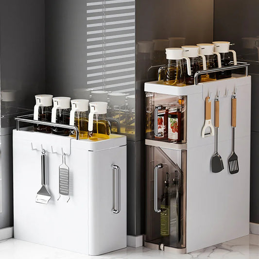 Pull-Out Spice Racks Multi-Functional Household Seasoning Organizer For Home Kitchen Countertop Narrow Cabinets Spice Cabinet