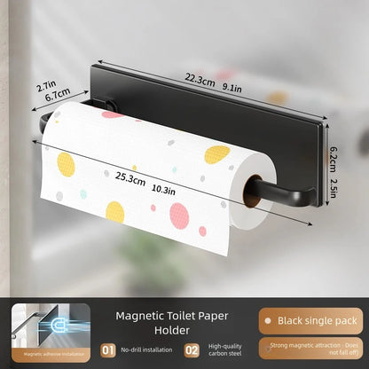 1 magnetic self-adhesive wall-mounted tissue holder with cling film, easy magnetic installation, suitable for kitchen, bathroom