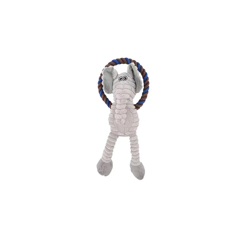 Dog Plush Toys Squeaky Animal Toys Lion Elephant Monkey Shaped Pet Chew Toy Interactive Teeth Cleaning Toy Pet Training Anti Bit
