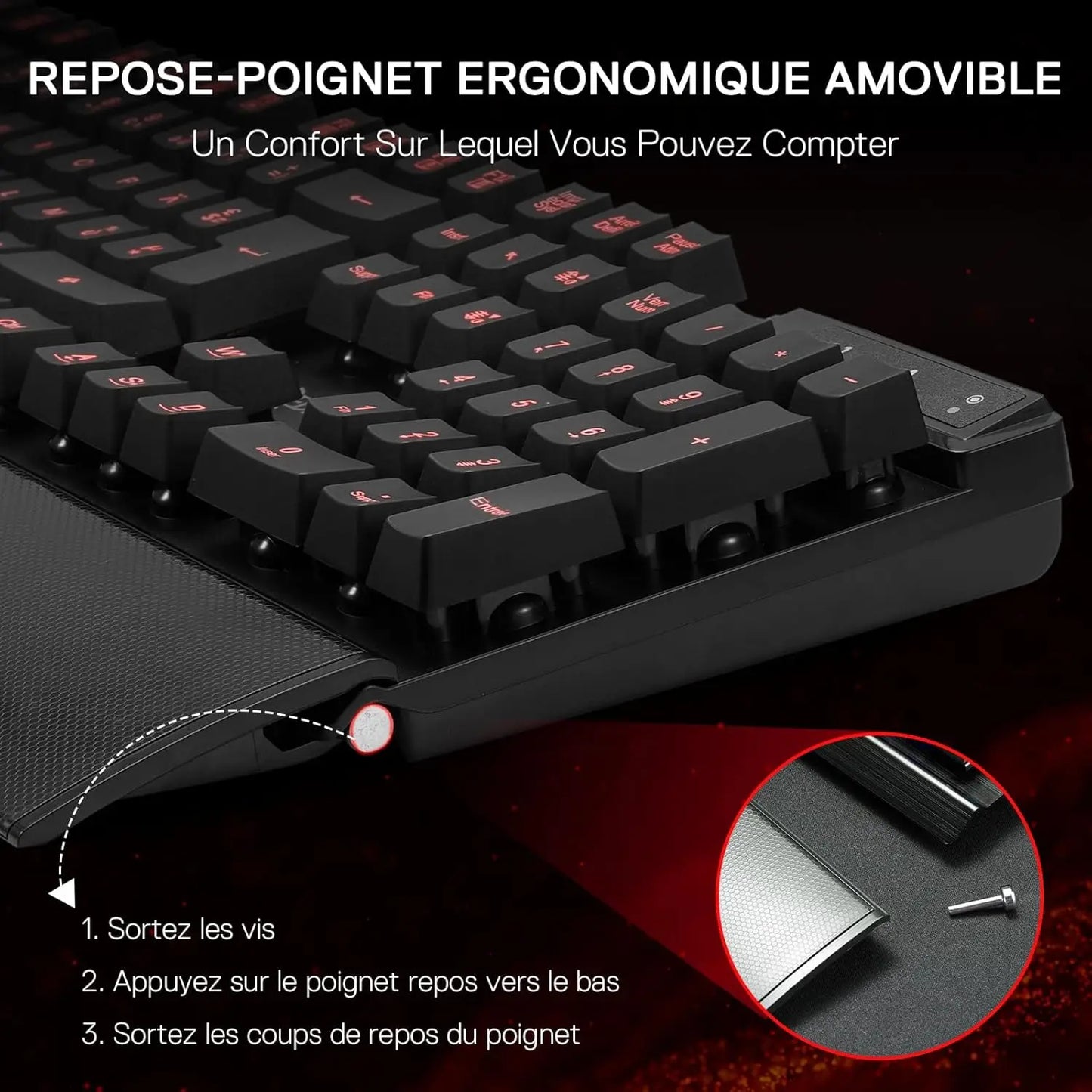 Redragon K505 Gaming Keyboard, French AZERTY, Rainbow Backlight, 26 Anti-Ghosting Keys, Wired Gaming Keyboard, Membrane Keyboard
