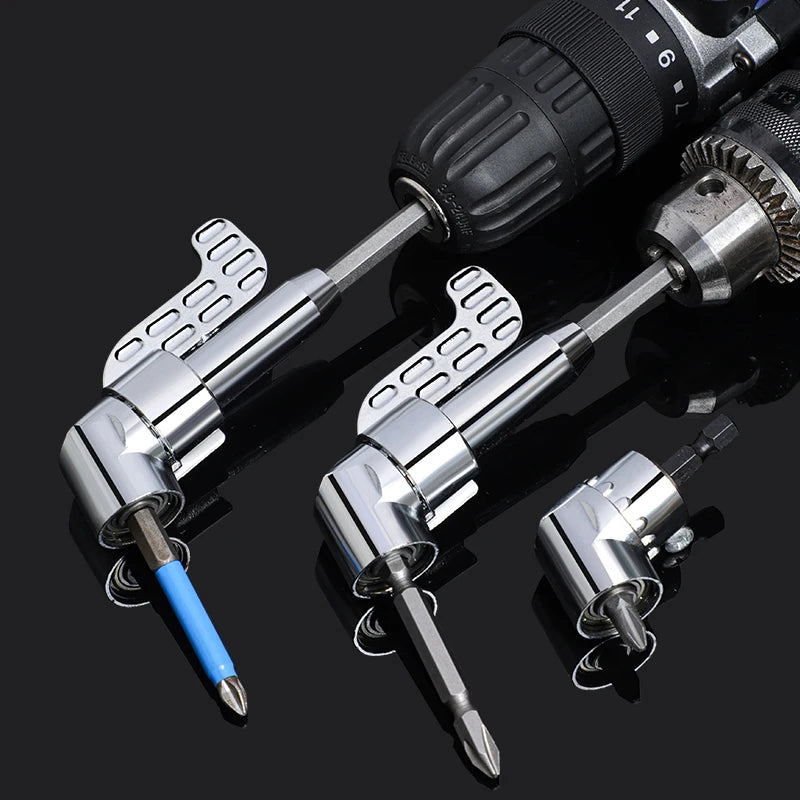 Right Angle Drill Attachment,105 Degree Right Angle Drill Bit Adapter,Angled Screwdriver for Tight Space (LONG&SHORT)-Silver