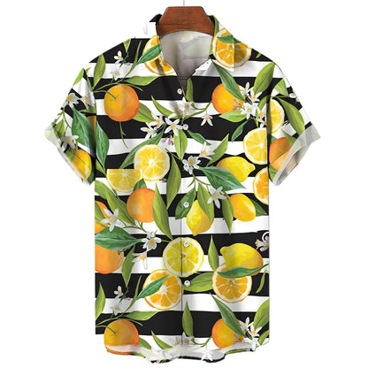 Fruit Banana Cherries 3D Printed Graphic Shirts For Men Clothes Fashion Hawaiian Lapel Blouse Casual Streetwear Lapel Blouse Top