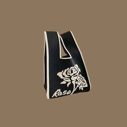 Fashion Handmade Knit Handbags Women Mini Knot Wrist Bag Korean Casual Tote Bag Reusable Shopping Bags