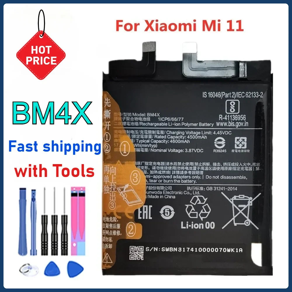 BM4X Battery for Xiaomi 11 Mi 11 Mi11 Replacement Phone Batteries High Quality Bateria