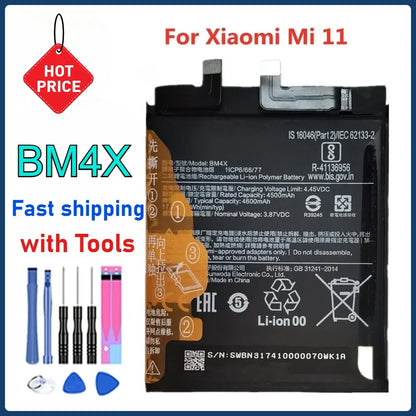 BM4X Battery for Xiaomi 11 Mi 11 Mi11 Replacement Phone Batteries High Quality Bateria
