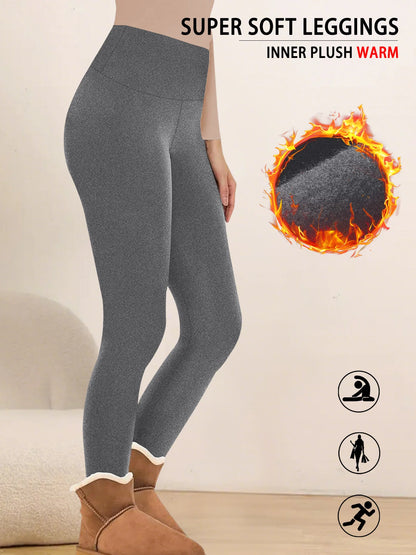 Womens Thermal Fleece Lined High Waisted Leggings. Workout Winter Warm Thick Tights Soft Yoga Pants