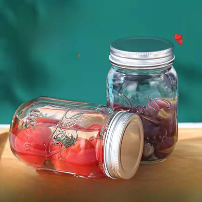 Large Mouth Glass Mason Jar Sed Container Transparent Sc American Sle Overnight Oats Cup Bowl Yogurt Drink Cup