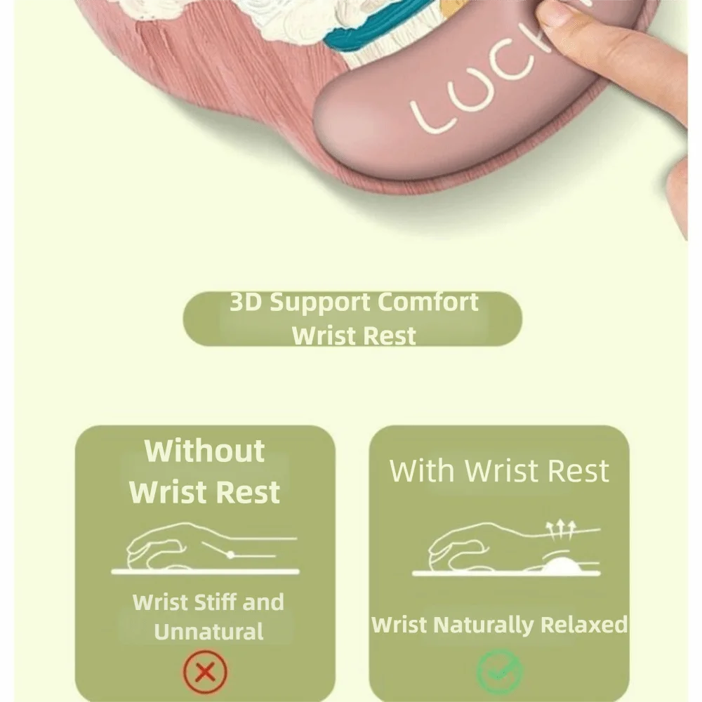 Cute Cartoon Mouse Pad with Wrist Rest Rubber Anti-Slip Wrist Rest Pad Soft Mat Cute Gaming Mousepads Office Use
