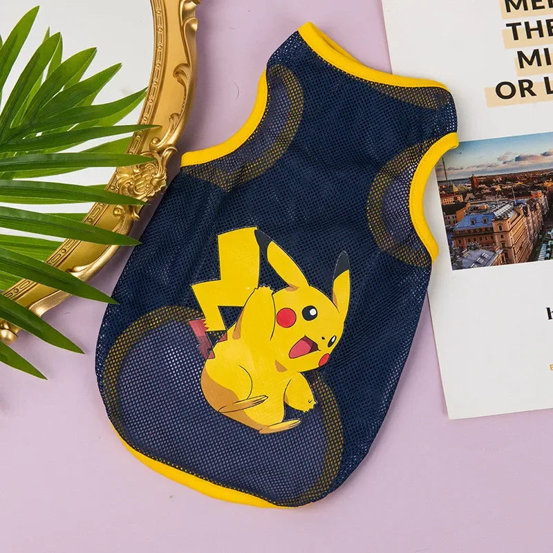 Fashion Summer Mesh Dog Cat Clothes Breathable Thin Puppy Kitten Vest Cute Cartoon Print Pet Clothing for Small Medium Dogs
