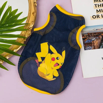Fashion Summer Mesh Dog Cat Clothes Breathable Thin Puppy Kitten Vest Cute Cartoon Print Pet Clothing for Small Medium Dogs