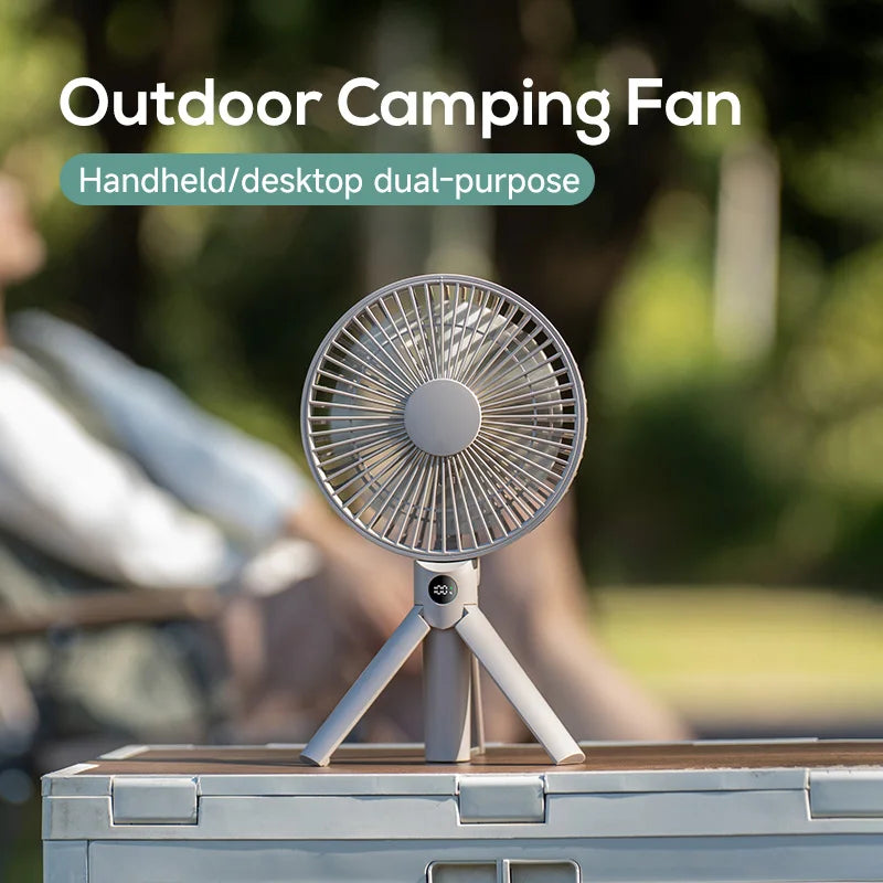 Portable Foldable Tripod Fan, Handheld Desk USB Rechargeable Mini Fan with 4 Speeds, 180 °   Adjustable for Camping, Office, Home, S